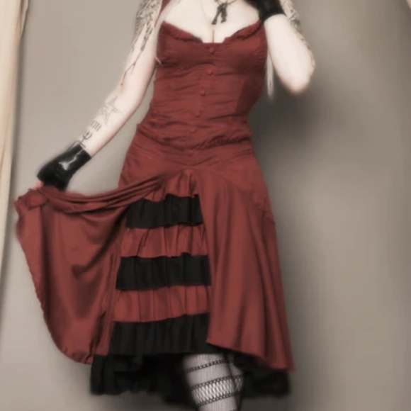 NWT Heavy Red Crimson tea party dress 2XL Halloween Costume - Picture 5 of 7